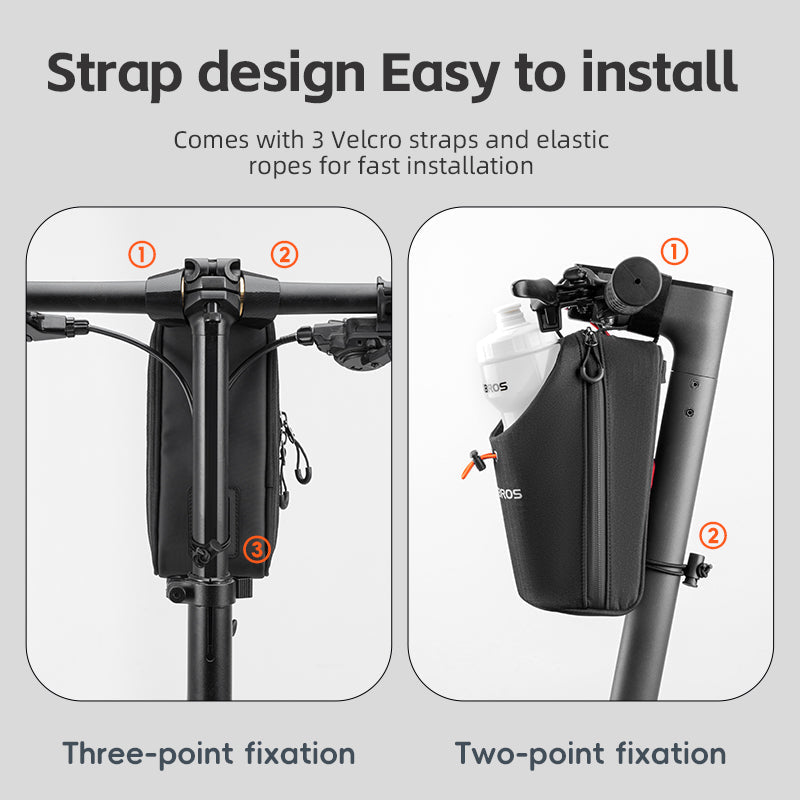 ROCKBROS Bicycle Handlebar Bag 1.5L Water Bottle Bag Folding Bike Front Bag