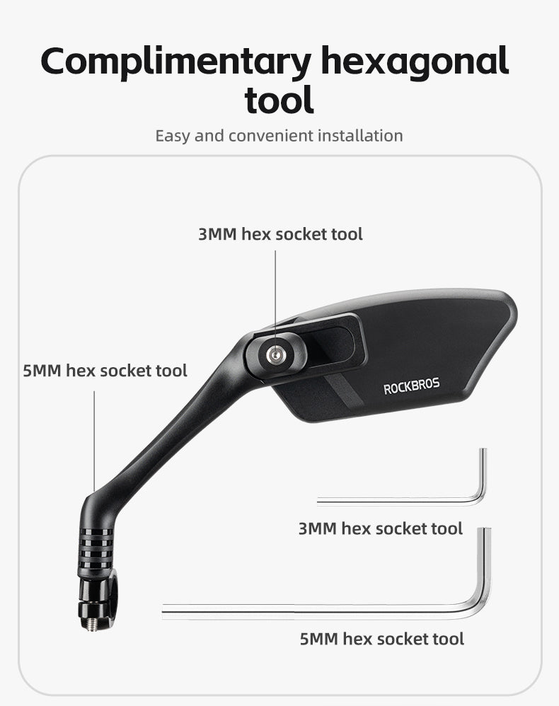 ROCKBROS Bicycle Cycling Rearview Mirror 360° Rotatable Bike Handlebar Mirror
