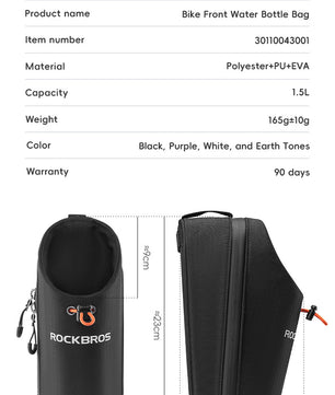ROCKBROS Bicycle Handlebar Bag 1.5L Water Bottle Bag Folding Bike Front Bag