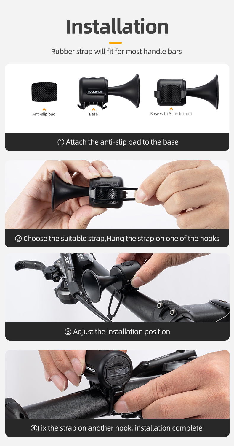 ROCKBROS Bicycle Bike Electronic Horn 120dB Cycling Bell Alarm Ring Waterproof