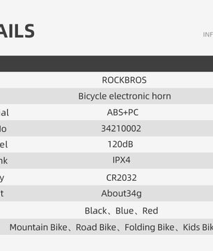 ROCKBROS Bicycle Bike Electronic Horn 120dB Cycling Bell Alarm Ring Waterproof