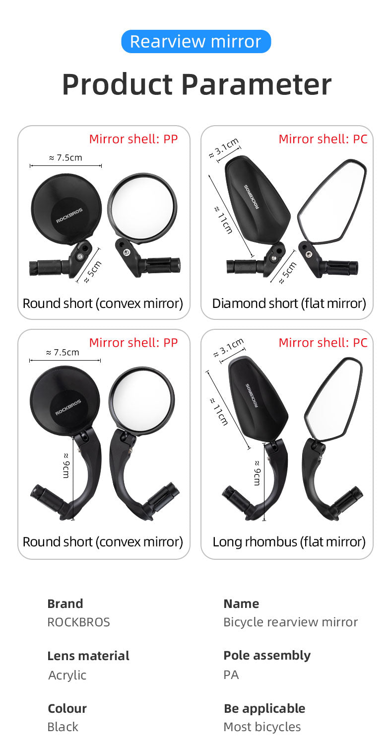ROCKBROS Bicycle Bike Bar End Mirror Cycling Rearview