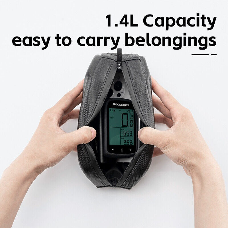 ROCKBROS Bicycle Bike Top Tube Frame Bag 1.4L Cycling Waterproof Hard Shell