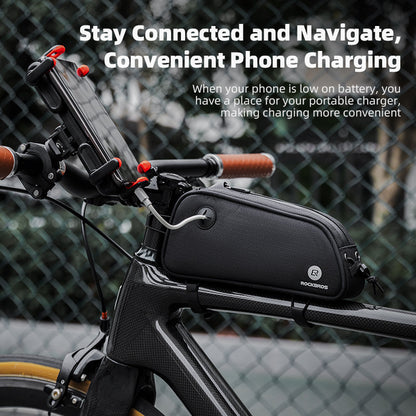 ROCKBROS Bicycle Top Tube Bag 1.3L Mountain Road Bike Frame Bag Reflective