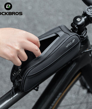 ROCKBROS Bicycle Top Tube Bag 1.3L Mountain Road Bike Frame Bag Reflective