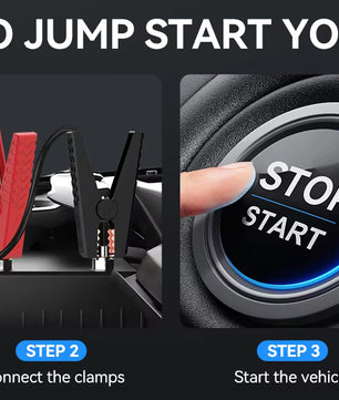 Step-by-step guide on how to jump start a car with visual instructions.