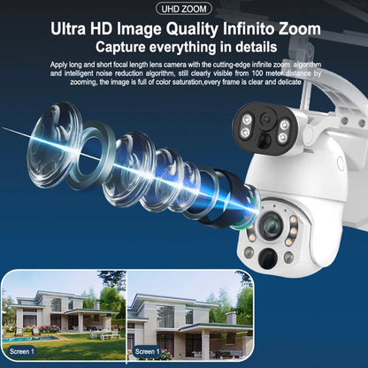 2 x 5MP (10MP) 99X Optical Zoom Wifi Auto Tracking Solar Security Camera Motion Detection Solar Camera