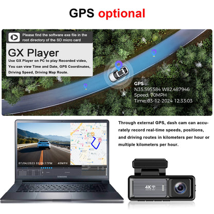 4K dual dash camera with GPS Tracking