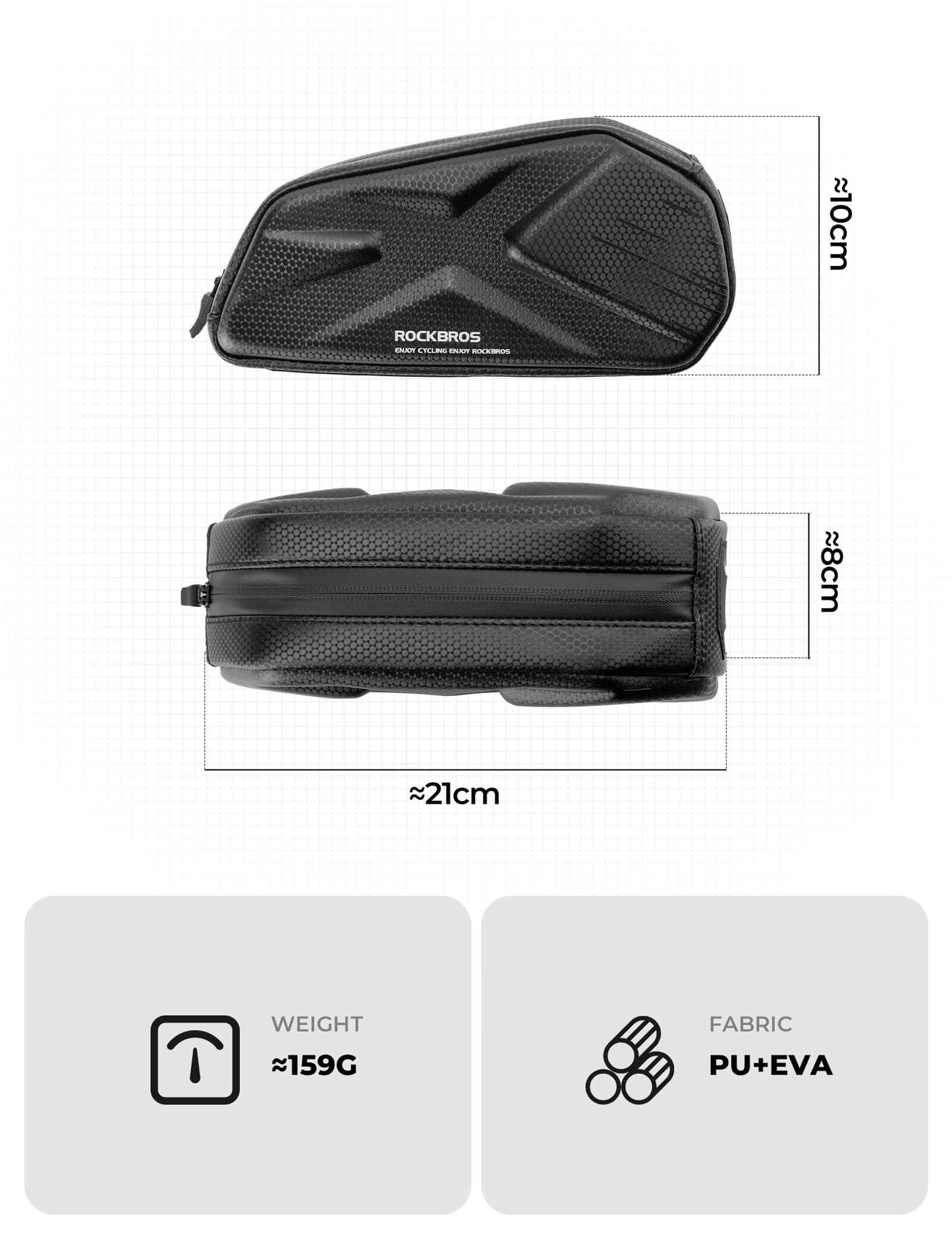 ROCKBROS Bicycle Bike Top Tube Frame Bag 1.4L Cycling Waterproof Hard Shell