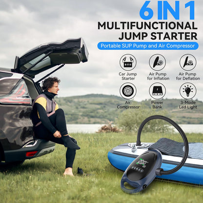 6 in 1 jump starter, pump, light and power bank