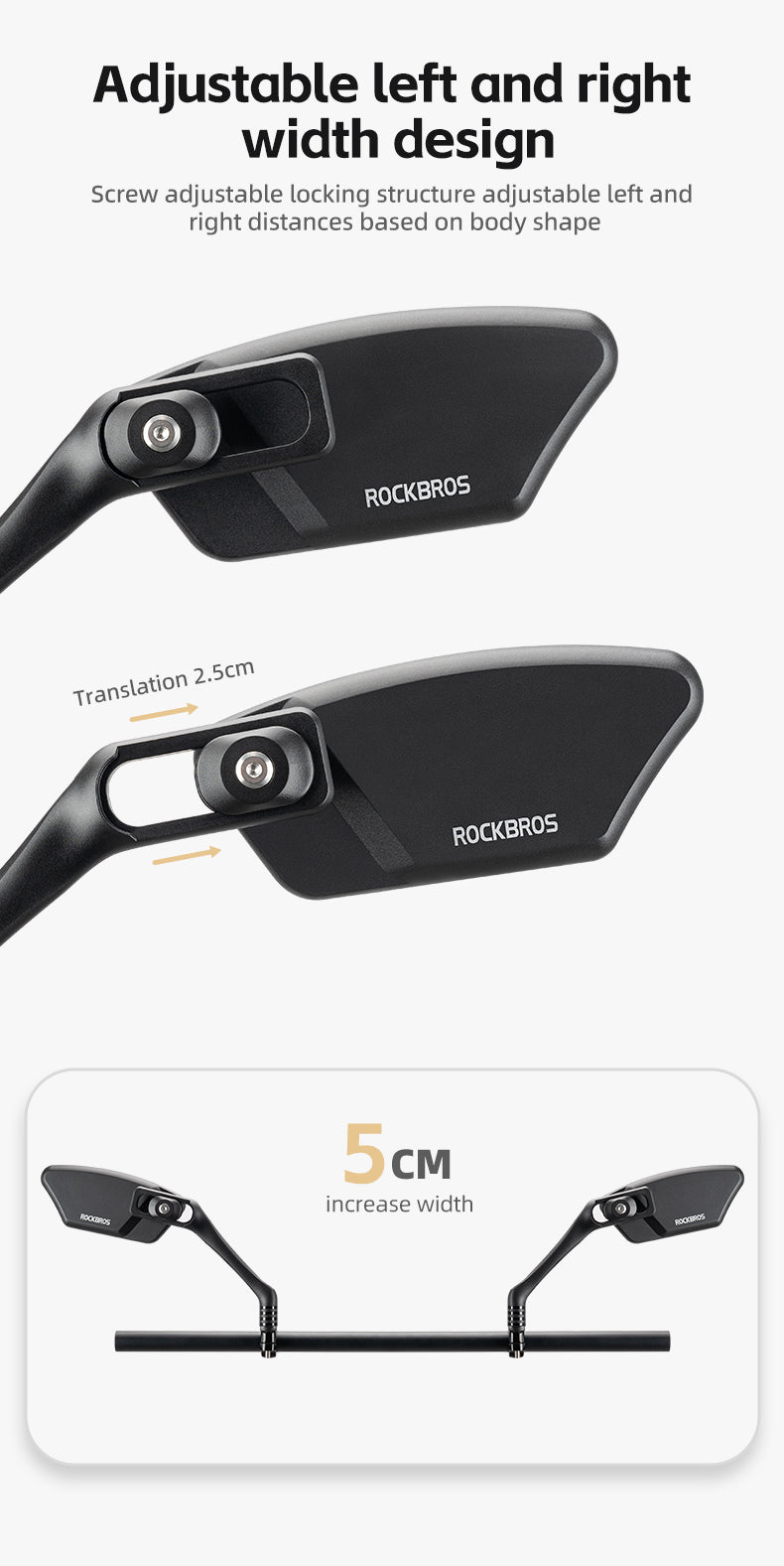 ROCKBROS Bicycle Cycling Rearview Mirror 360° Rotatable Bike Handlebar Mirror